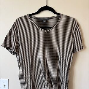 Banana Republic Striped V-Neck Tee - Brown & Cream